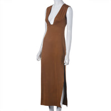 Fashion Women Sexy Lace Bandage High Waist Sleeveless Stripe Party V Neck Open Fork Dress Plus Size S M L XL