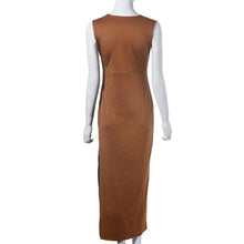 Fashion Women Sexy Lace Bandage High Waist Sleeveless Stripe Party V Neck Open Fork Dress Plus Size S M L XL