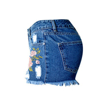 Women's Jeans High Waist Stretch Denim Shorts Embroidery hole tassel women Jeans Shorts Plus Size