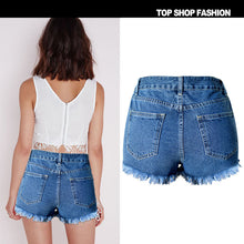 Women's Jeans High Waist Stretch Denim Shorts Embroidery hole tassel women Jeans Shorts Plus Size