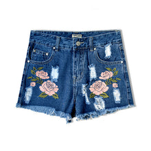 Women's Jeans High Waist Stretch Denim Shorts Embroidery hole tassel women Jeans Shorts Plus Size