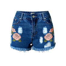 Women's Jeans High Waist Stretch Denim Shorts Embroidery hole tassel women Jeans Shorts Plus Size