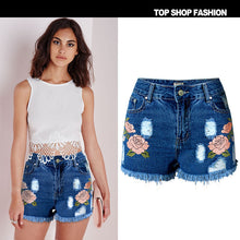 Women's Jeans High Waist Stretch Denim Shorts Embroidery hole tassel women Jeans Shorts Plus Size