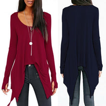 Blouse Women Irregular Length Shirt Casual Long Sleeve O Neck Blusas Femininas Women Clothing M0105