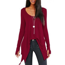 Blouse Women Irregular Length Shirt Casual Long Sleeve O Neck Blusas Femininas Women Clothing M0105
