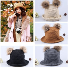 cute-sweet-hat-twin-bobbles-knitted-warm-cap-beige-hats-for-hats BBL