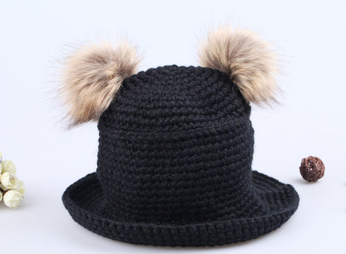 cute-sweet-hat-twin-bobbles-knitted-warm-cap-beige-hats-for-hats BBL