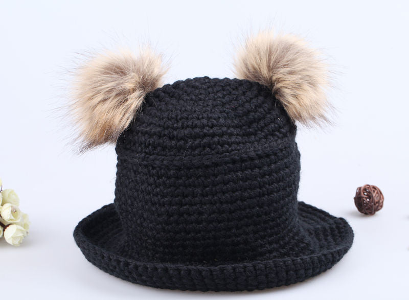 cute-sweet-hat-twin-bobbles-knitted-warm-cap-beige-hats-for-hats BBL