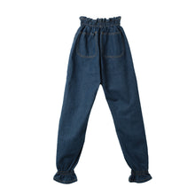 hight-waist-women-jeans-elastic-waist-cuff-harem-jeans-buttons-ankle-length-slim-casual-all-match-pants-dark-blue BBL