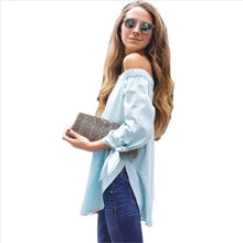 Off Shoulder Blouse Sexy Tops Long Sleeve Bow-knot Blouses And Shirts Women Loose Split Women Tops Blusas