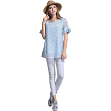 women-blouse-plus-size-o-neck-double-layers-chiffon-shirt-butterfly-jacquard-ruffled-short-sleeves-top-blue-blusas BBL