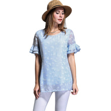 women-blouse-plus-size-o-neck-double-layers-chiffon-shirt-butterfly-jacquard-ruffled-short-sleeves-top-blue-blusas BBL
