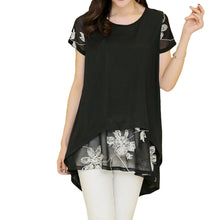 women-blouses-embroidery-o-neck-short-sleeve-chiffon-blouse-white-black-loose-fit-casual-tops-blusa-feminina BBL