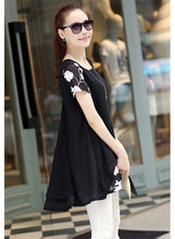 women-blouses-embroidery-o-neck-short-sleeve-chiffon-blouse-white-black-loose-fit-casual-tops-blusa-feminina BBL