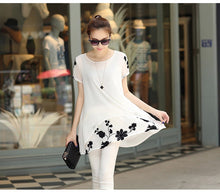 women-blouses-embroidery-o-neck-short-sleeve-chiffon-blouse-white-black-loose-fit-casual-tops-blusa-feminina BBL