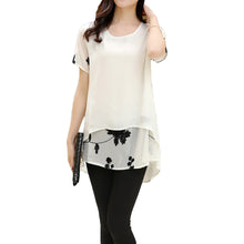 women-blouses-embroidery-o-neck-short-sleeve-chiffon-blouse-white-black-loose-fit-casual-tops-blusa-feminina BBL