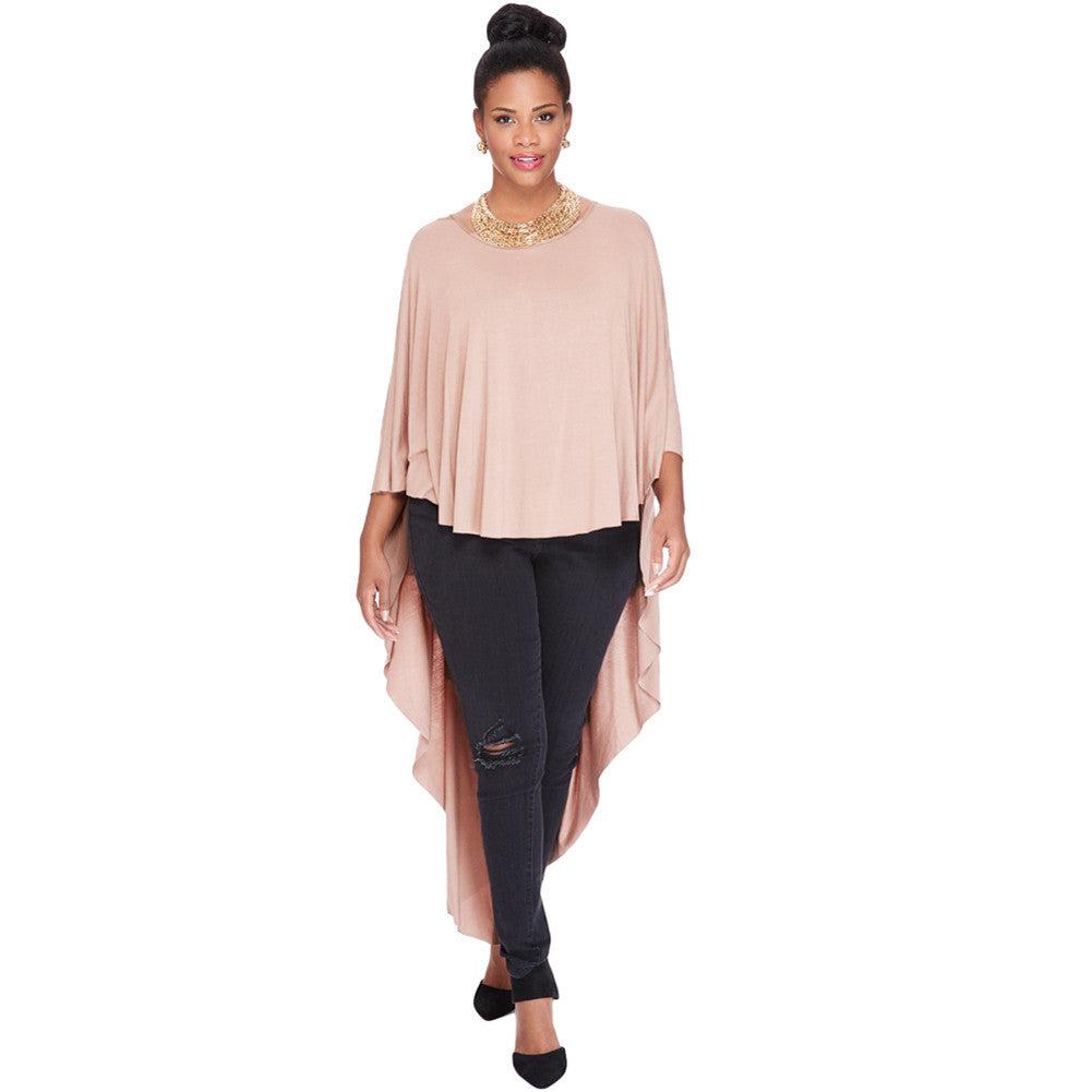 new-fashion-women-cape-t-shirt-three-quarter-batwing-sleeve-long-t-shirt-women-tops-o-neck-asymmetric-hem-loose-top-tee-blusas BBL