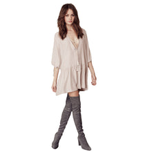 women-dress-deep-v-neck-3-4-lantern-sleeve-casual-dress-vintage-tassel-woman-boho-dress-vestidos BBL
