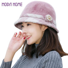 new-fashion-women-fedora-hat-faux-rabbit-fur-bucket-top-hat-pearl-diamond-contrast-derby-hat-felt-hats-warm-cap-headwear BBL