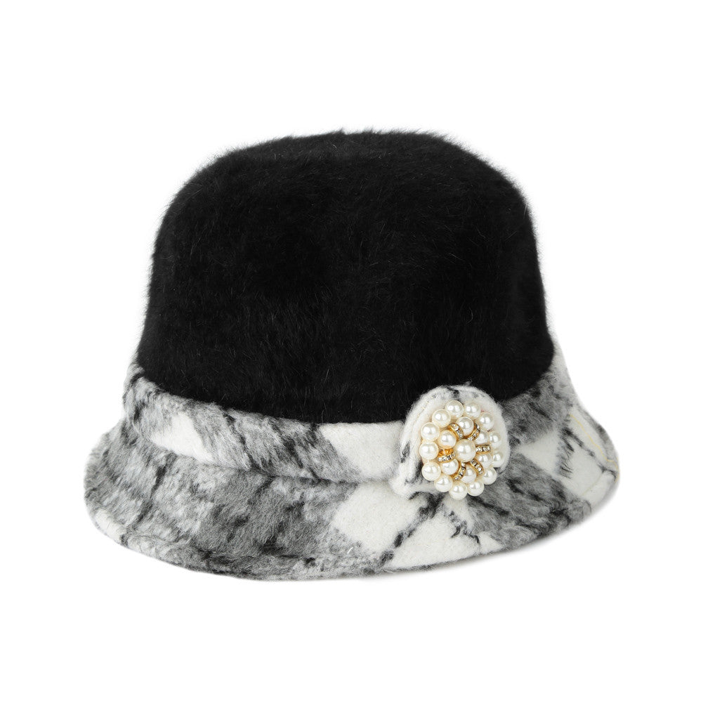 new-fashion-women-fedora-hat-faux-rabbit-fur-bucket-top-hat-pearl-diamond-contrast-derby-hat-felt-hats-warm-cap-headwear BBL