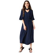 women-jumpsuit-v-neck-choker-half-flare-sleeves-chiffon-rompers-pockets-elastic-waist-loose-playsuit-black-grey-blue BBL