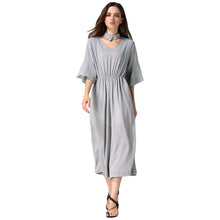 women-jumpsuit-v-neck-choker-half-flare-sleeves-chiffon-rompers-pockets-elastic-waist-loose-playsuit-black-grey-blue BBL