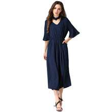 women-jumpsuit-v-neck-choker-half-flare-sleeves-chiffon-rompers-pockets-elastic-waist-loose-playsuit-black-grey-blue BBL