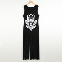women-maxi-dress-geometry-print-tassel-casual-dresses-sleeveless-long-tank-dress-sundress-black BBL