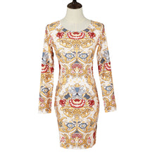 women-sexy-bodycon-dress-floral-print-o-neck-long-sleeve-pencil-dress-bandage-dress-clubwear-yellow BBL