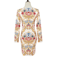 women-sexy-bodycon-dress-floral-print-o-neck-long-sleeve-pencil-dress-bandage-dress-clubwear-yellow BBL