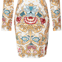 women-sexy-bodycon-dress-floral-print-o-neck-long-sleeve-pencil-dress-bandage-dress-clubwear-yellow BBL