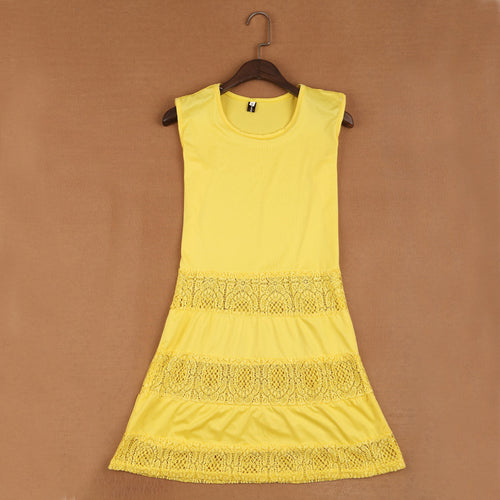 women-slim-dress-sleeveless-lace-splicing-a-line-basic-dress-yellow BBL