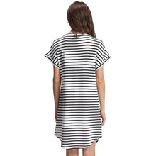 women-stripe-dress-v-neck-short-batwing-sleeves-curve-hem-casual-t-shirt-dress-vestidos-white BBL