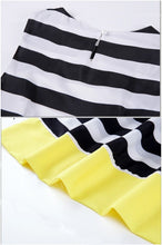 women-dress-round-neck-sleeveless-contrast-hem-striped-beach-dress-sweet-women-mini-office-dress-vestidos BBL