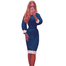 women-dress-lantern-sleeves-lace-patchwork-knee-length-pencil-dress-elegant-office-dress-vestidos-royal-blue BBL