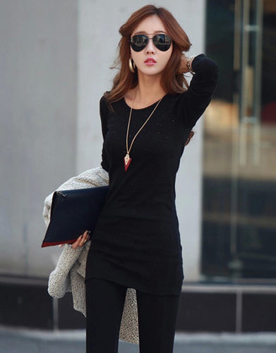 new-korean-women-t-shirt-rhinestone-decoration-long-pullover-o-neck-long-sleeves-basic-women-tops-blusas-black-rose-dark-green BBL
