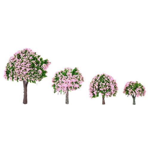plastic-trees-model-train-layout-garden-scenery-4pcs-white-and-pink-flower-trees-model-diorama-miniature-popular-model-toys BBL