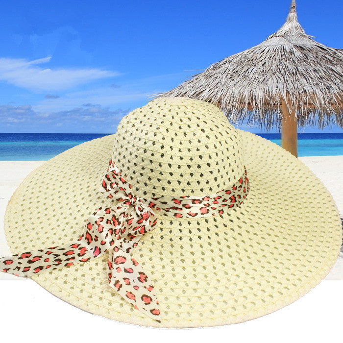 women-sun-hat-straw-hat-wide-large-brim-beach-cap-with-leopard-ribbon-orange BBL