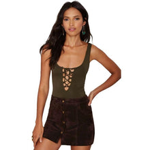 Sexy Women Bodysuit Plunge V Neckline Lace Up Tie Front Stretch Playsuit Leotard Jumpsuit Overalls Enteritos Mujer Club Wear