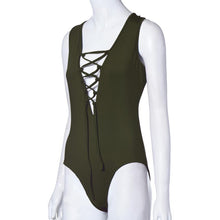 Sexy Women Bodysuit Plunge V Neckline Lace Up Tie Front Stretch Playsuit Leotard Jumpsuit Overalls Enteritos Mujer Club Wear