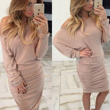 Women's Long-sleeved Off Shoulder Knitted Dress Sexy Slim Elegant Plus Size Dresses For Women