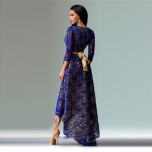 Long Dress Sexy Women Dresses Three Quarter Long Maxi Lace Dress Prom Ballgowns Asymmetrical Hem Vestidos M0100