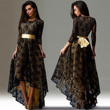 Long Dress Sexy Women Dresses Three Quarter Long Maxi Lace Dress Prom Ballgowns Asymmetrical Hem Vestidos M0100