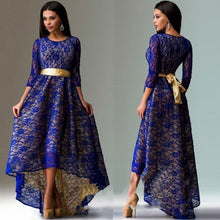Long Dress Sexy Women Dresses Three Quarter Long Maxi Lace Dress Prom Ballgowns Asymmetrical Hem Vestidos M0100