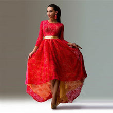 Long Dress Sexy Women Dresses Three Quarter Long Maxi Lace Dress Prom Ballgowns Asymmetrical Hem Vestidos M0100