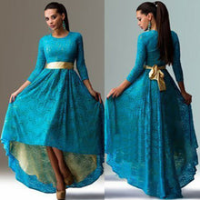 Long Dress Sexy Women Dresses Three Quarter Long Maxi Lace Dress Prom Ballgowns Asymmetrical Hem Vestidos M0100