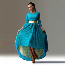 Long Dress Sexy Women Dresses Three Quarter Long Maxi Lace Dress Prom Ballgowns Asymmetrical Hem Vestidos M0100