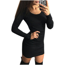 Style Dress Vintage Party vestidos O-Neck Solid Mini Bodycon Dress LX064