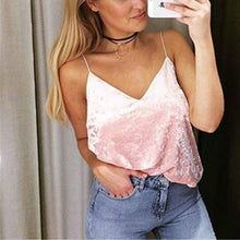 Style Women Sexy Velvet Camis Top Sexy Deep V-Neck Camisole Tank Women Slim Sleeveless Tank Top Casual Camisole Tops