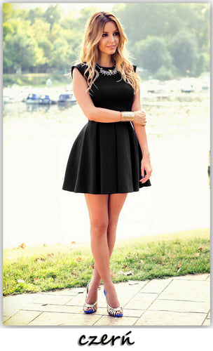 Dresses Women Ladies Pleated Mini Solid Dress High Waist O Neck Sleeveless Candy Colors For Sexy LadiesLX083
